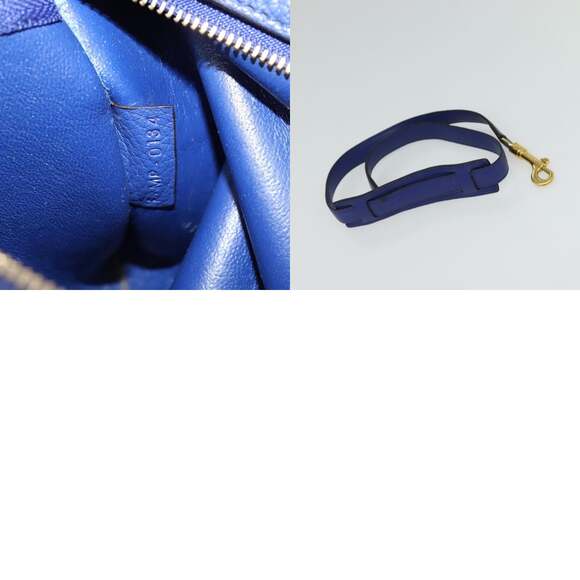 CELINE Trapeze Hand Bag Suede Leather Blue Gold - Picture 13 of 13